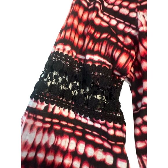 Kim Rogers Women's 2XL Multicolor Geometric Lace Blouse 3/4 Sleeve - Picture 3 of 7
